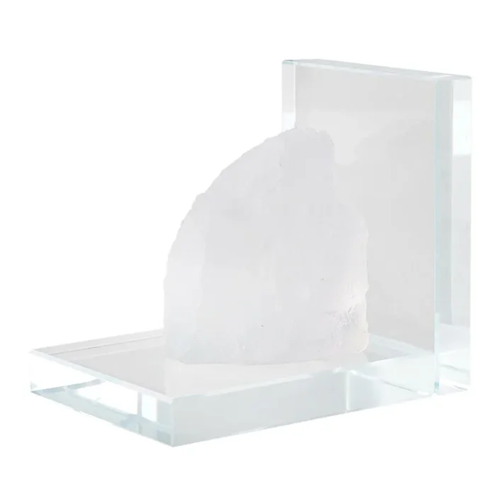 1-Piece White Crystal Bookend, 4″