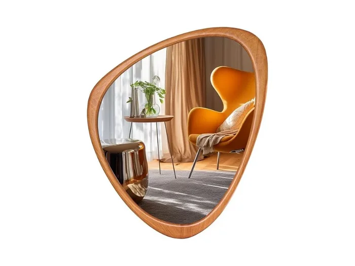 25.5″ Irregular Wood Mirror – Aesthetic Wall Decor