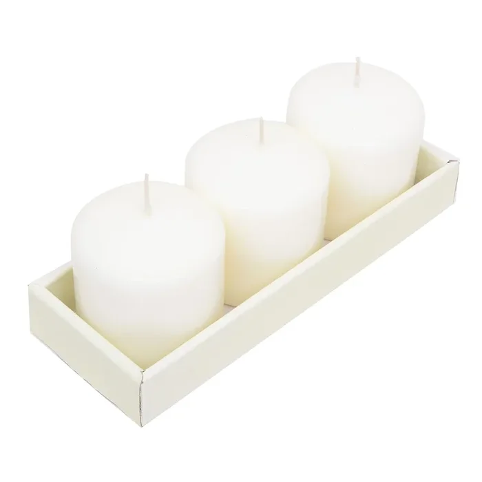 3-Pack Ivory Unscented Overdip Votive Candles, 3″