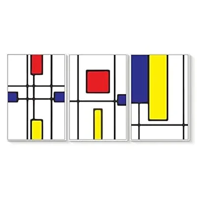 3 Piece Framed Canvas Wall Art for Living Room, Bedroom Cubic Abstract Art III Canvas Prints for Home Decoration Ready to Hang – 24