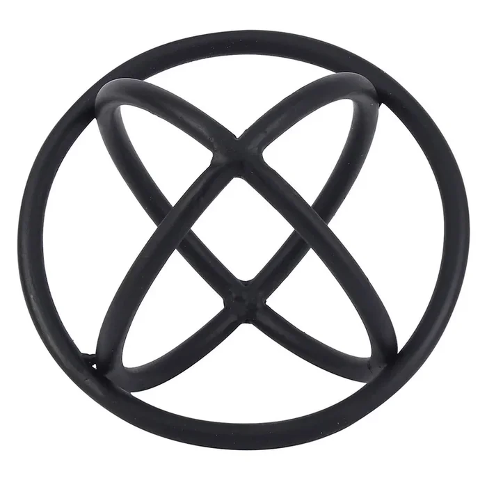 3 Ring Black Metal Sphere, 5.5″