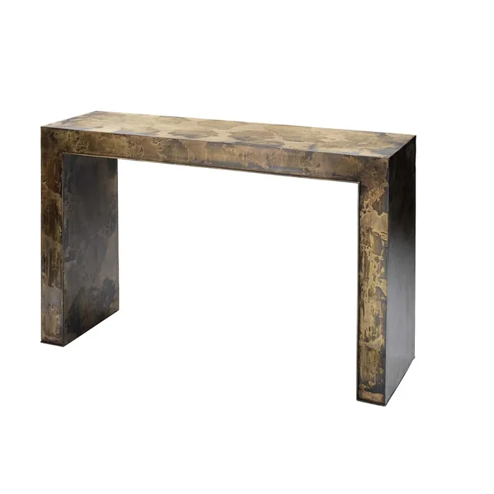 4′ Black Brownand Beige Contemporary Charlemagne Metallic Console Table