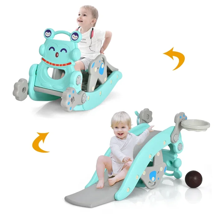 4-in-1 Rocking Horse Play Set for Toddlers – Includes Slide, Hoop & Climbing Feature