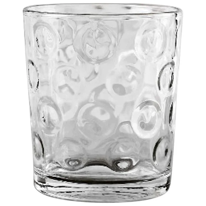 4-Piece Circle Embossed Double Old Fashioned Glass Set, 12.5oz