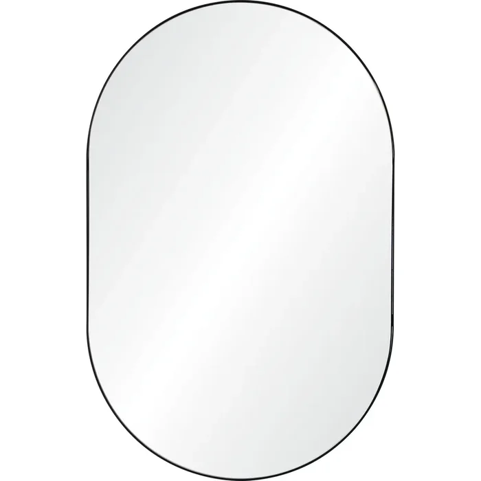 40″ Black and Clear Minimal Oval Framed Wall Mirror