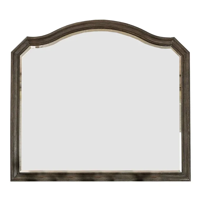 43.5 Inches Scalloped Mirror with Molded Details, Brown – Benzara