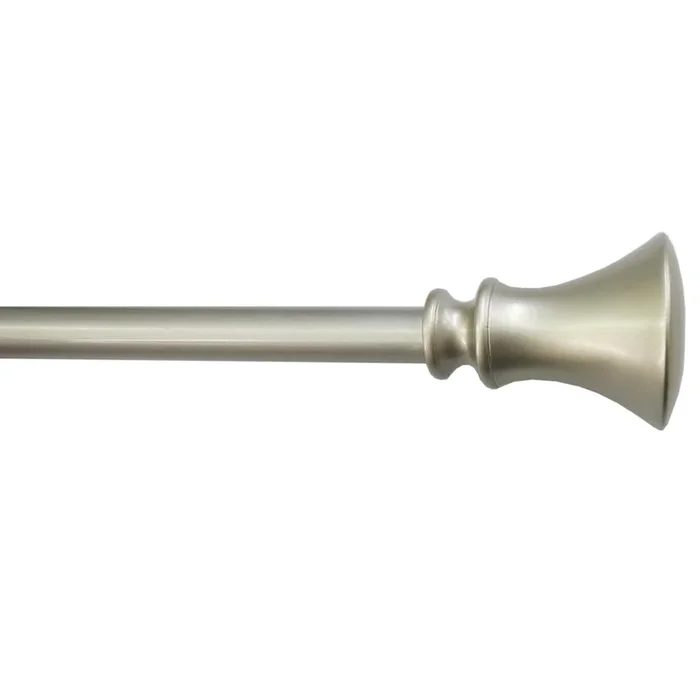 5/8″ Silver Finish Trumpet Adjustable Curtain Rod, 28-48″
