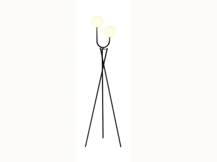 63″ Black Tripod Floor Lamp – U-Shaped Vintage Design, 2 Globe 3000K Bulbs
