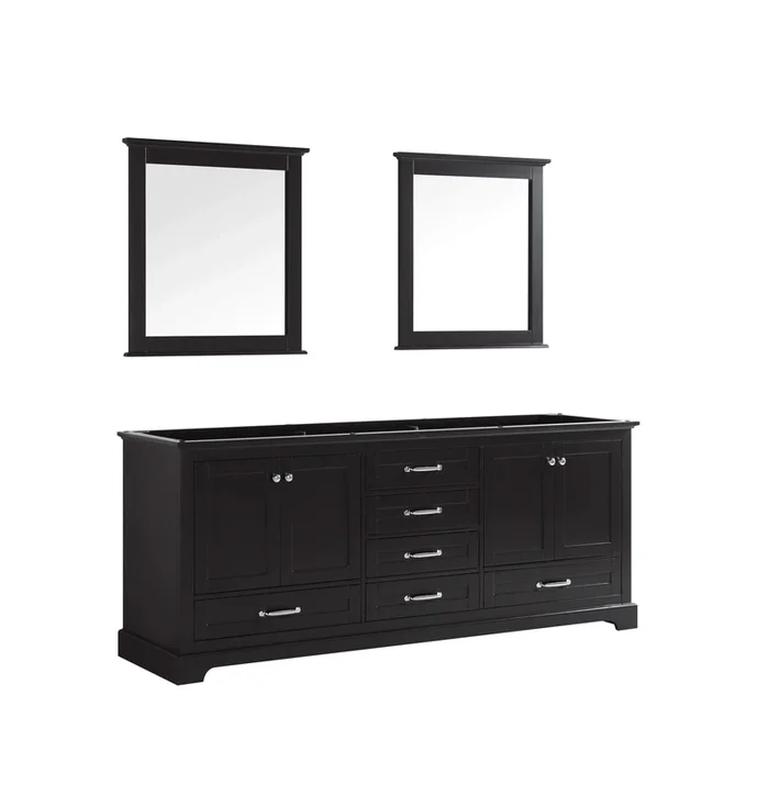 80 ” Espresso Double Vanity, no Top and 30 ” Mirrors
