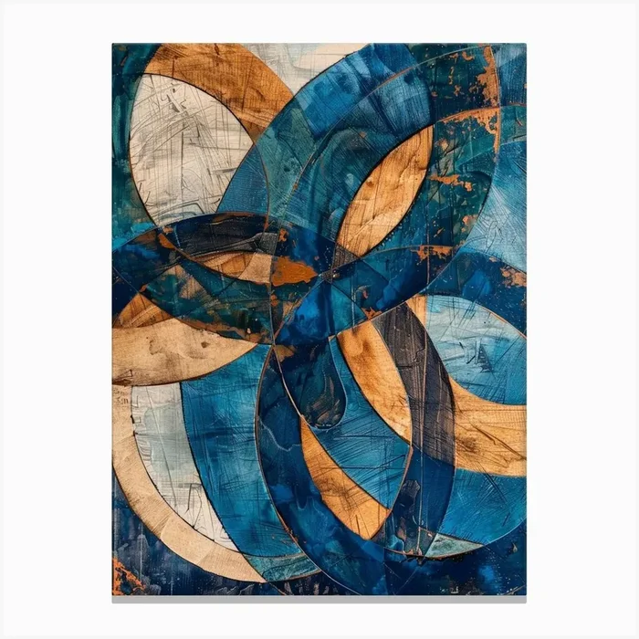 ‘Blue Circles’ 3 Canvas Print by Moving Clouds Art