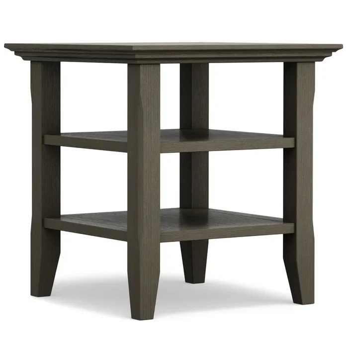 Acadian SOLID WOOD 19 inch Wide Square Transitional End Table in Farmhouse Grey