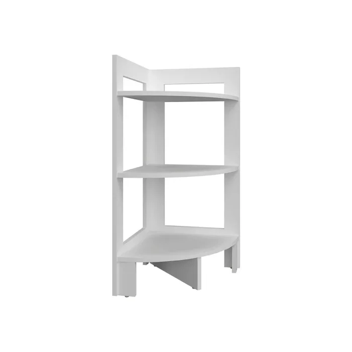 Akutan Side Table with 3 Shelves, 3 Legs, White