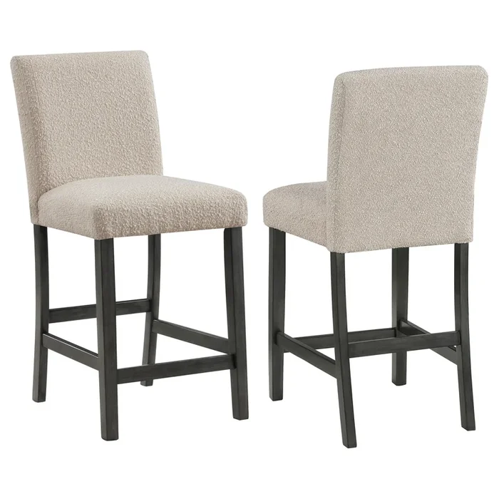 Alora Counter Height Dining Chair Set of 2, Beige Boucle, Charcoal Gray – Benzara