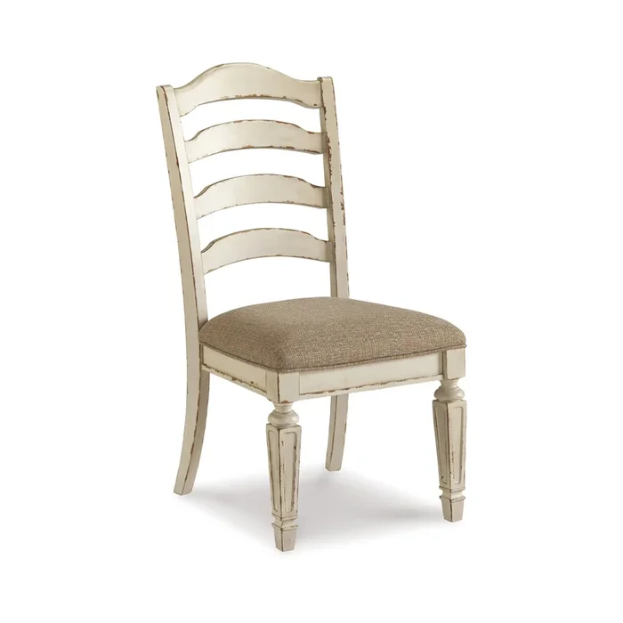 Alyn Dining Side Chair Set of 2, Ladderback, Distressed White Wood – Benzara