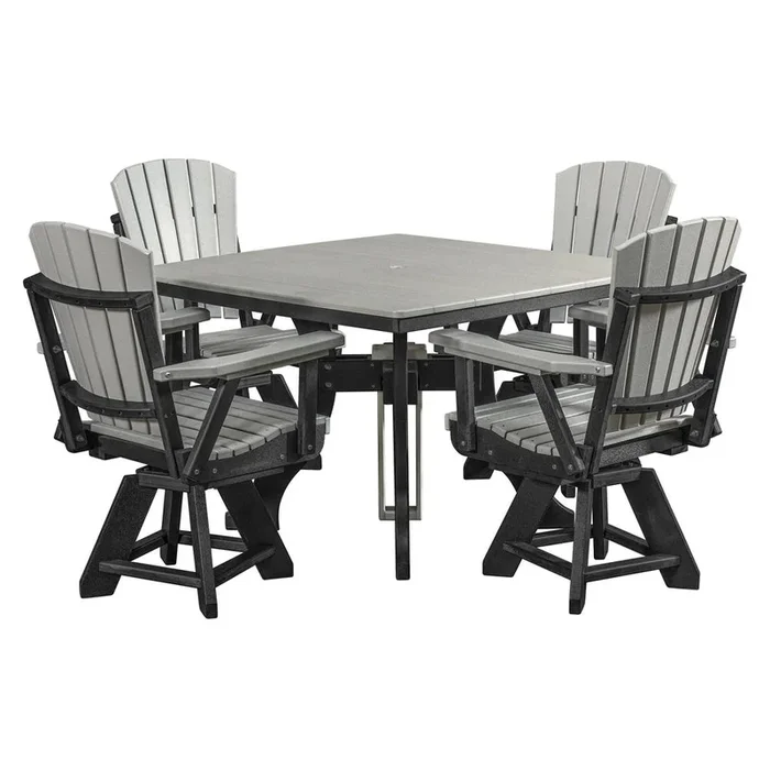American Furniture Classics Five Piece Square Dining Height Dining Set in Light Grey with a Black Base