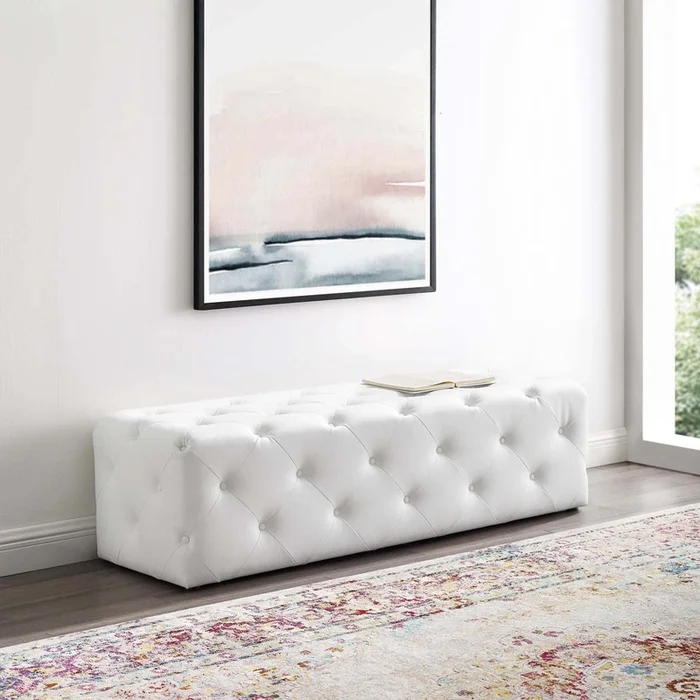 Amour 60 ” Tufted Button Entryway Faux Leather Bench by Modway