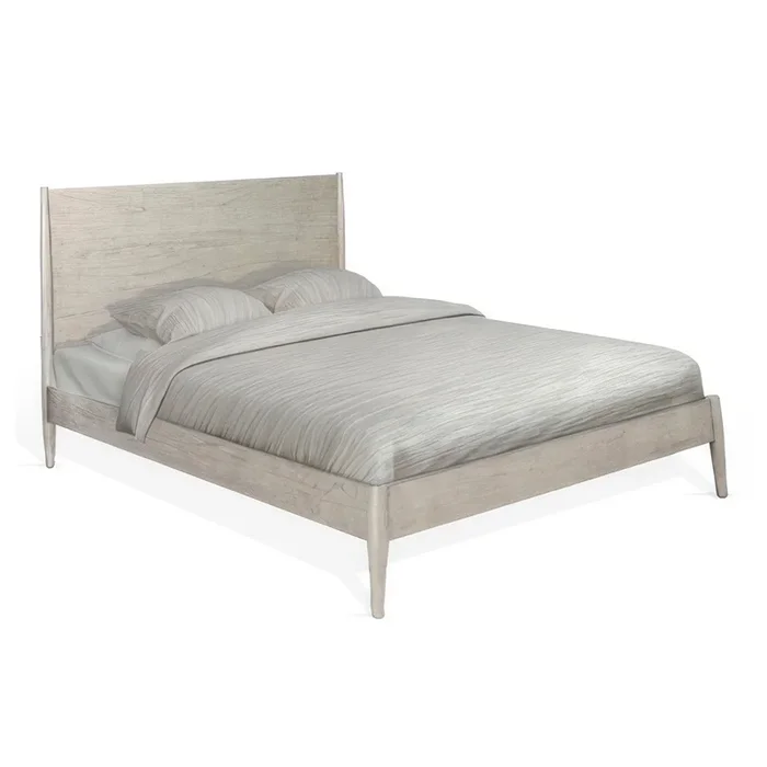 Amy King Size Platform Bed, Low Profile Frame, Panel Headboard, Gray – Benzara