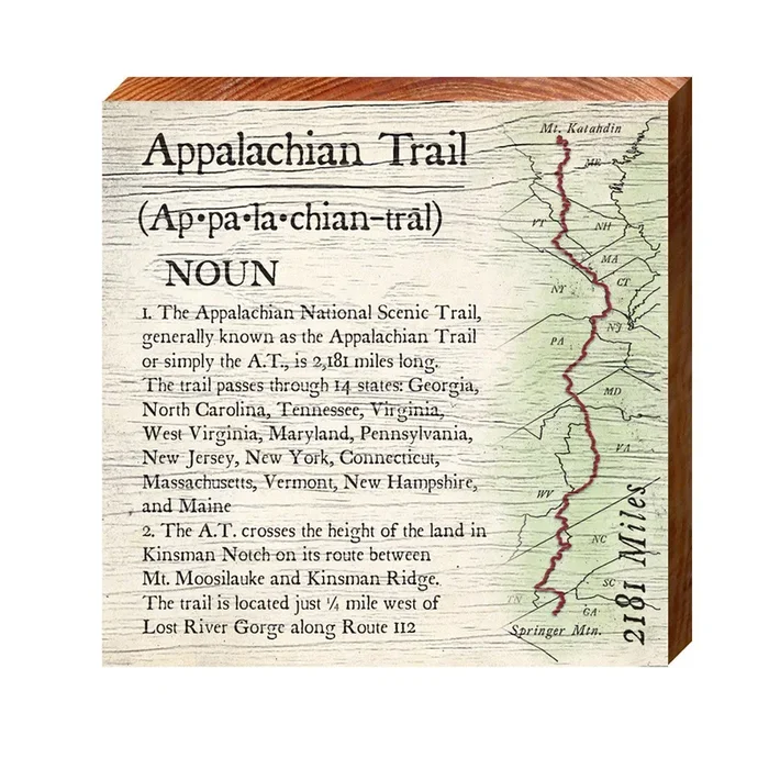Appalachian Trail Definition | Wall Art Print on Real Wood