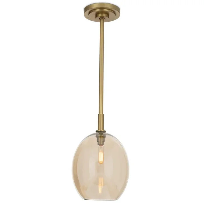 Artemis Single Pendant, Natural Brass/Champagne