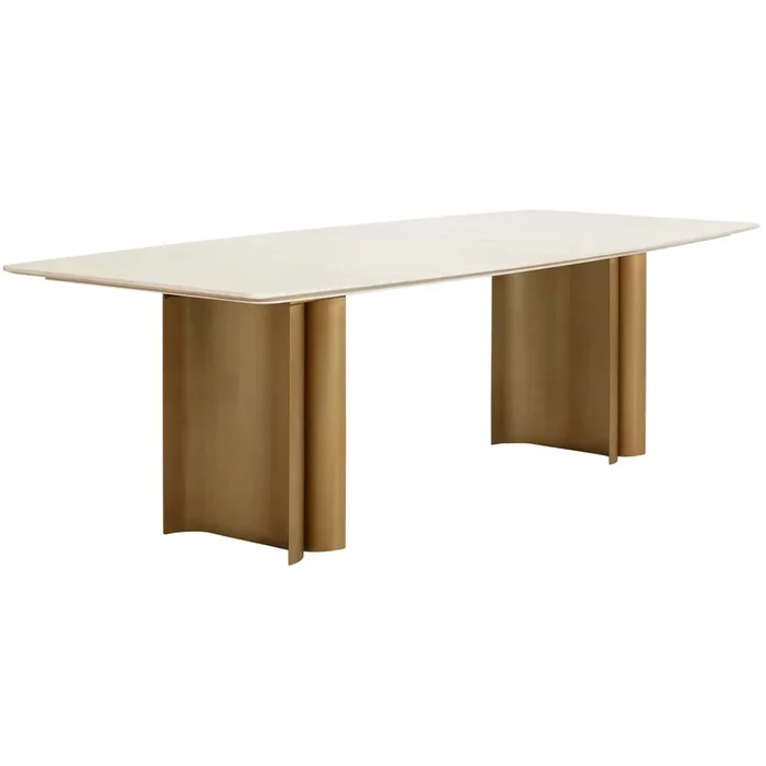 Astara Dining Table, Antique Brass