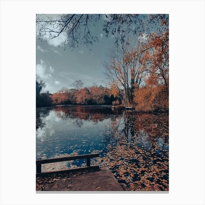 Autumn Fall Relaxing Lake Canvas Print by Nicks emporium