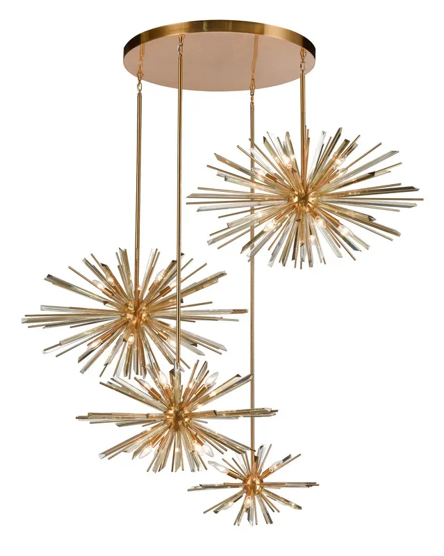 Avenue Lighting – HF8404-AB – 34 Light Chandelier – Palisades Ave. – Aged Brass w/Champagne Glass
