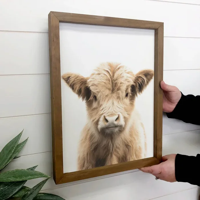 Baby Highland Cow Wood Farmhouse Sign Cute Animal Wall Art