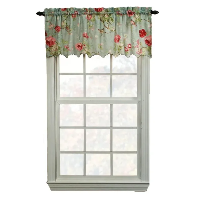Balmoral Floral Print Semi Sheer Valance Curtain 48-Inch-by-15-Inch – Sage / Wine