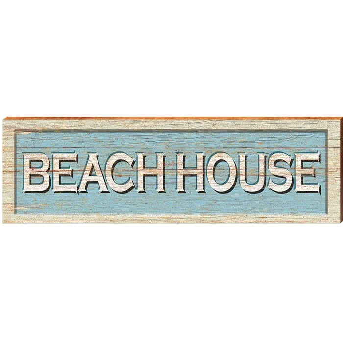 Beach House Coastal Blue | Wall Art Print on Real Wood