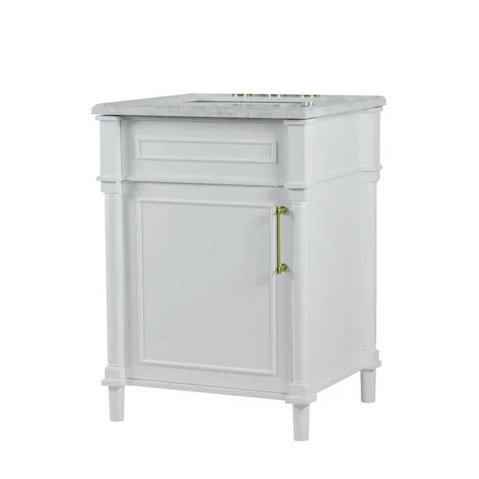 BELLATERRA HOME LLC 24 SINGLE VANITY IN WHITE WITH WHITE CARRRA MARBLE TOP