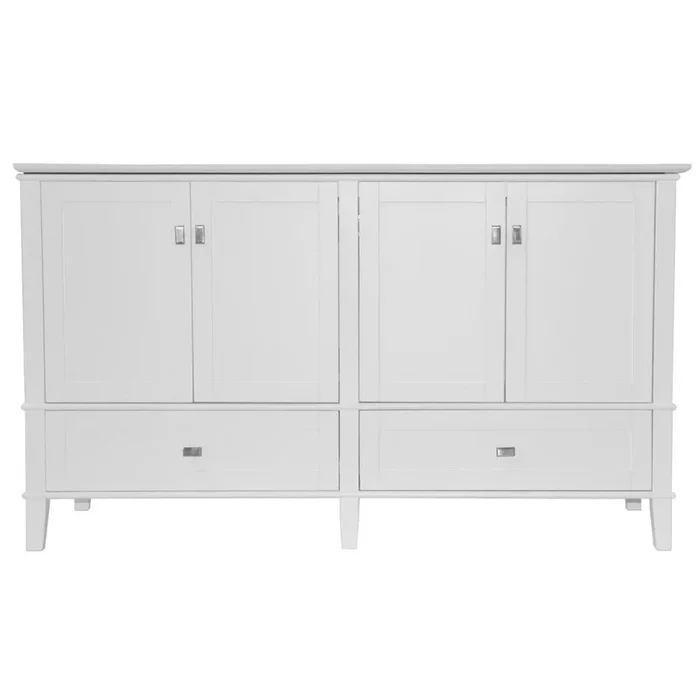 BELLATERRA HOME LLC 61 DOUBLE VANITY IN WHITE WITH QUARTZ TOP