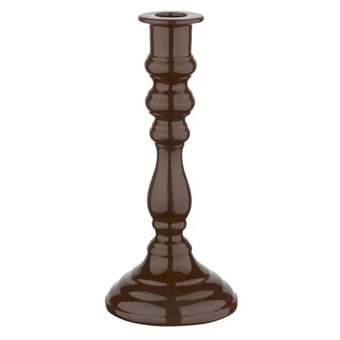 Brown Ceramic Taper Candleholder, 9″