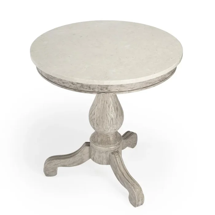 Butler Specialty Company Danielle Marble 24 Pedestal Side Table, Gray