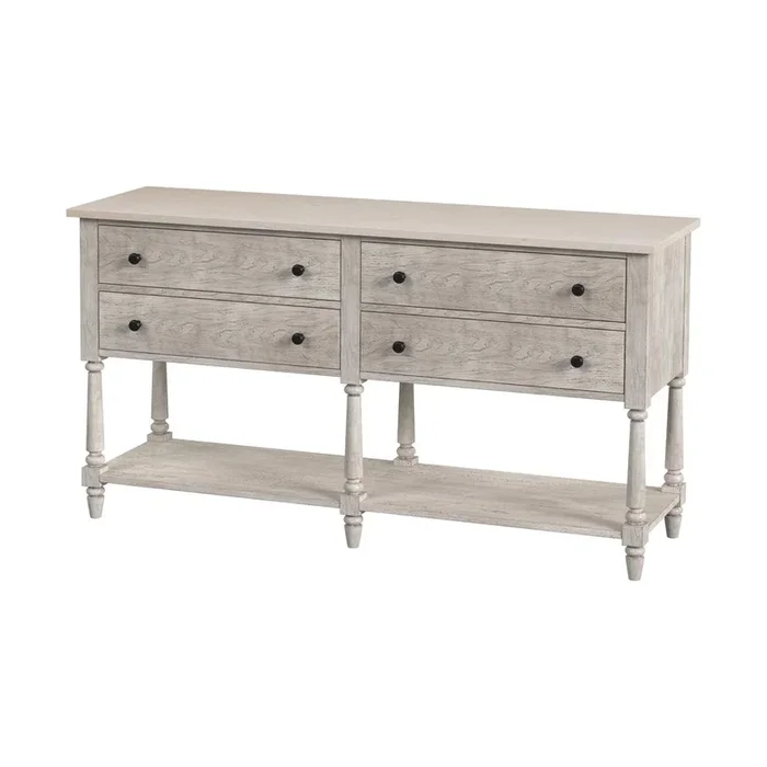Butler Specialty Danielle Marble 4 Drawer Sideboard with Storage, Gray