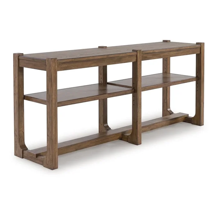 Cabal Sofa Table, Open Shelf, Light Brown Wood, Rectangular 65 Inch