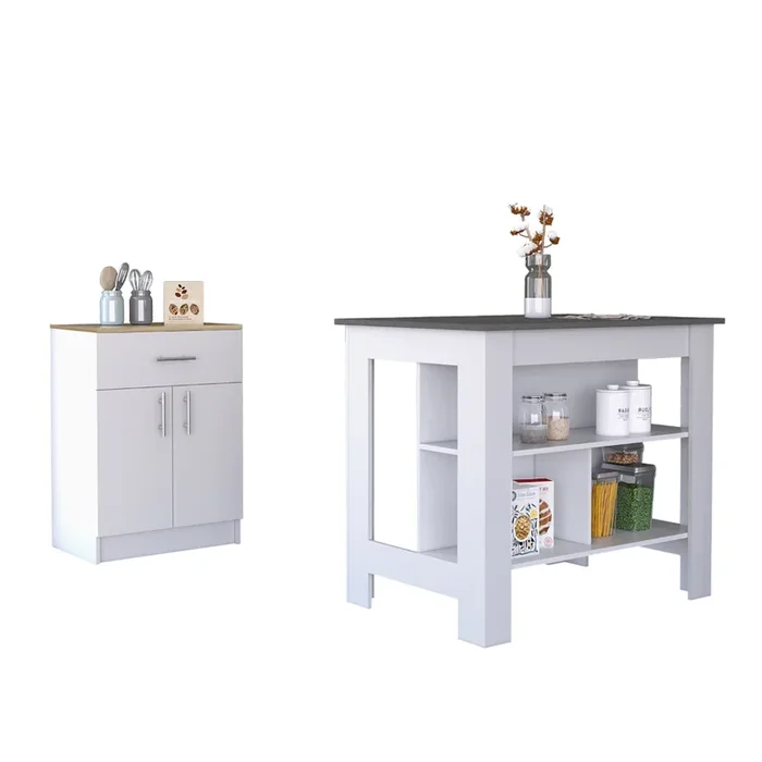 California 2 Piece Kitchen Set, Kitchen Island + Kitchen Pantry