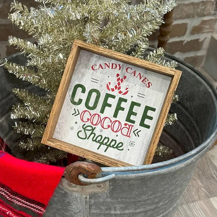 Candy Cane Coffee Cocoa Shoppe – Christmas Canvas Art