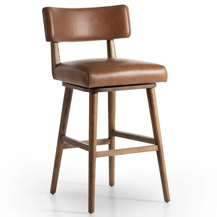 Cardell Leather Swivel Bar Stool, Sonoma Chestnut by Four Hands
