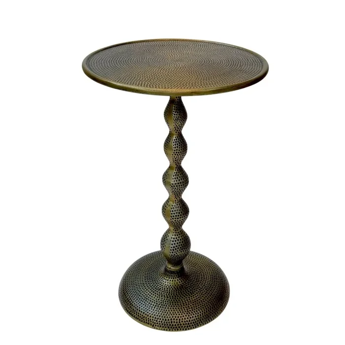 Carolina Chair & Table Pearson Hammered Dimple Metal Side Table – Antique Brass