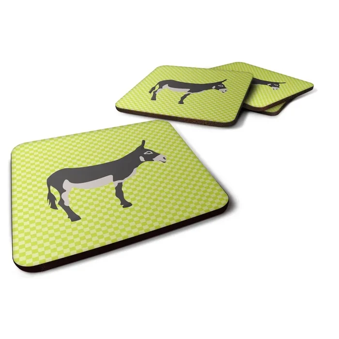 Caroline’s Treasures American Mammoth Jack Donkey Green Decorative coasters, 3.5, Multicolor