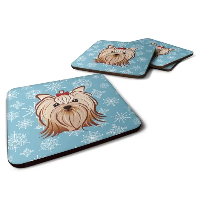 Caroline’s Treasures BB1638FC Snowflake Yorkie Yorkshire Terrier Foam Coasters (Set of 4), 3.5, Multicolor