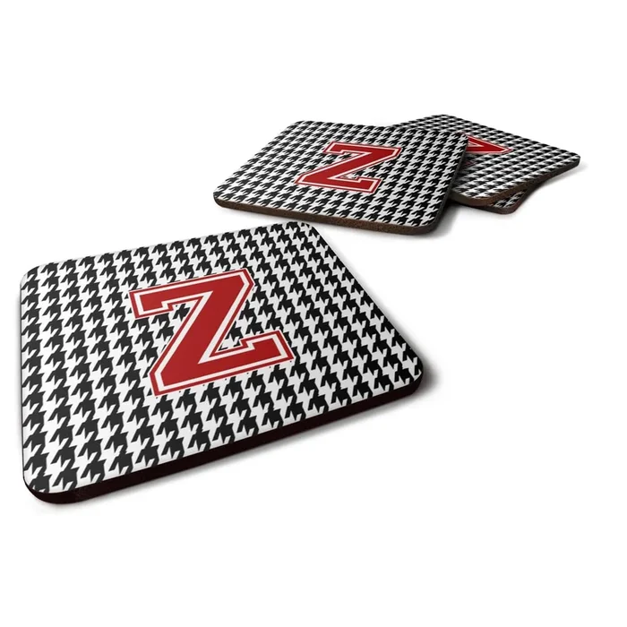 Caroline’s Treasures CJ1021-ZFC Monogram-Houndstooth Foam Coasters (Set of 4), Initial Z, 3.5 H x 3.5 W, Multicolor