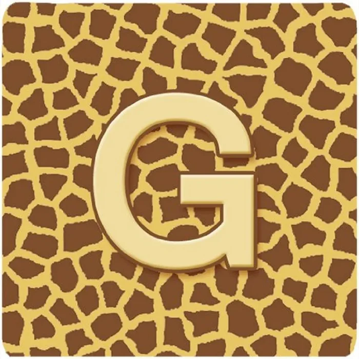 Caroline’s Treasures CJ1025-GFC Monogram-Giraffe Foam Coasters (Set of 4), Initial Letter G, 3.5 H x 3.5 W, Multicolor