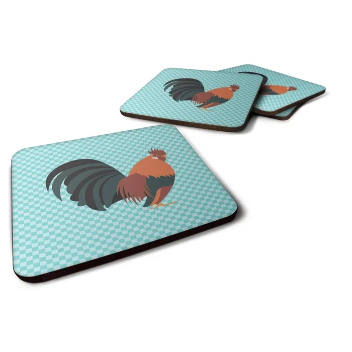 Caroline’s Treasures Dutch Bantam Chicken Blue Check Decorative coasters, 3.5, Multicolor