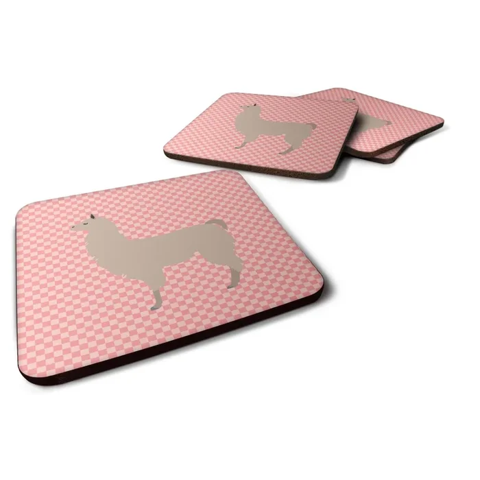 Caroline’s Treasures Llama Pink Check Decorative Coasters, 3.5, Multicolor