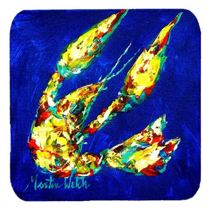 Caroline’s Treasures MW1037FC Crawfish Little Blue Foam Coasters (Set of 4), 3.5 H x 3.5 W, Multicolor