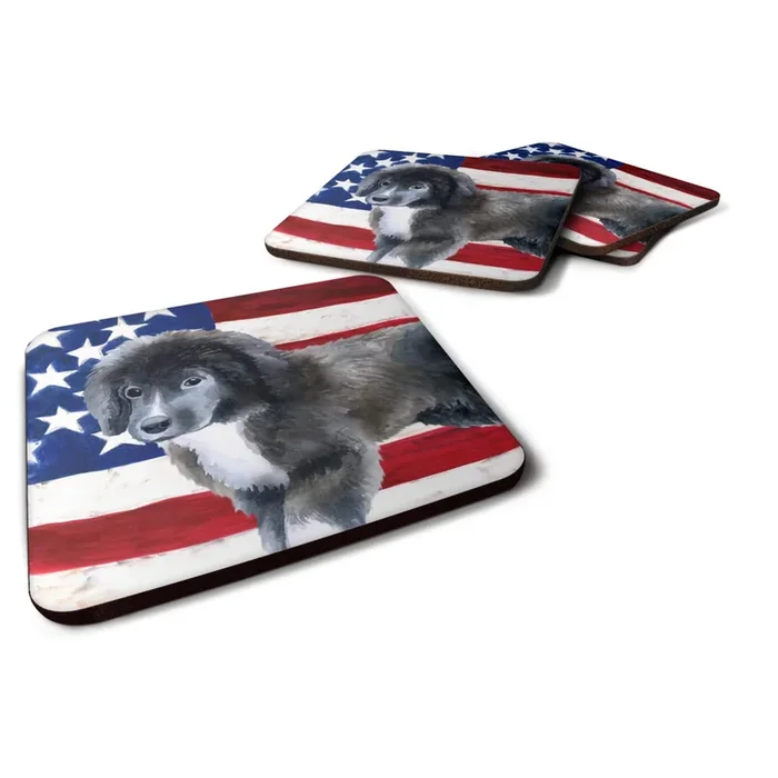 Caroline’s Treasures Newfoundland Puppy Patriotic Decorative coasters, Multicolor