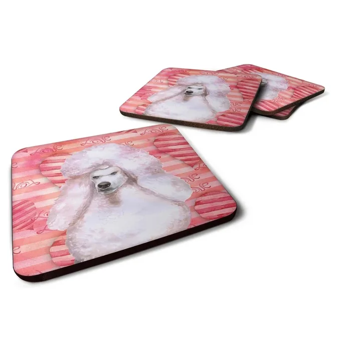 Caroline’s Treasures White Standard Poodle Love Decorative coasters, Multicolor