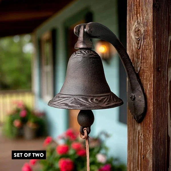 Cast Iron Dinner Bells with Bracket, Set of 2 – Decor Steals