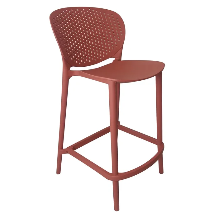 Celin 30 Inch Barstool Chair, Set of 4, Stackable, Mesh, Curved Seat, Orange – Benzara